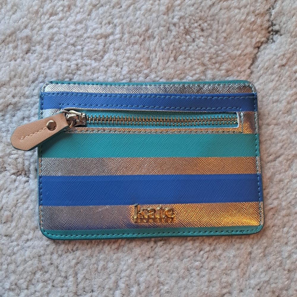 Kate Landry Metallic Blue and Gold Card Holder